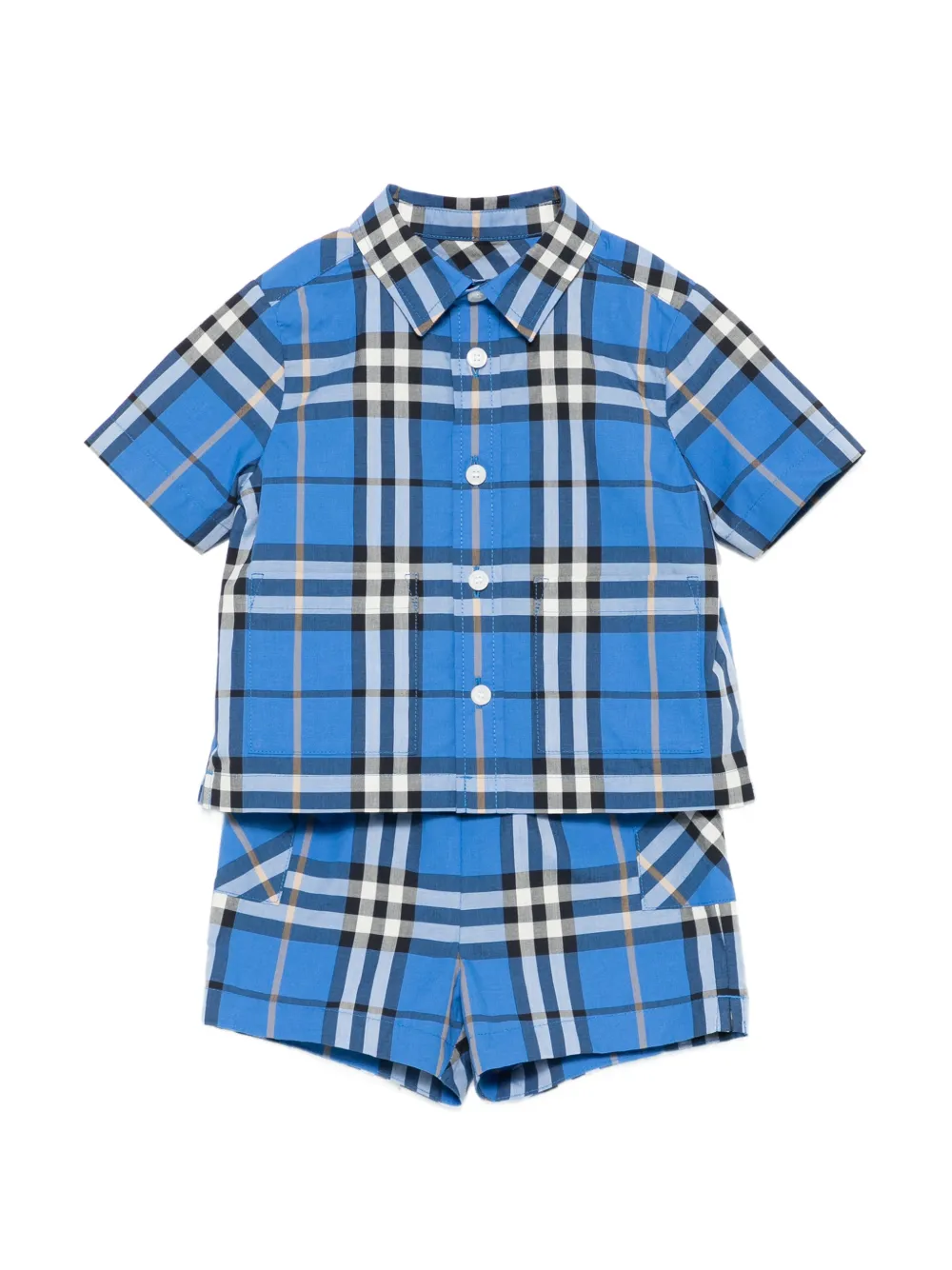 

Комплект с шортами в клетку Burberry Kids, синий