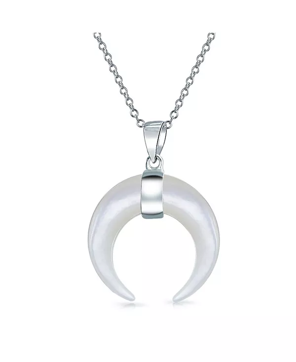 

Ожерелье с подвеской в виде итальянского полумесяца в стиле бохо-племени, убывающая луна, из стерлингового серебра Bling Jewelry, white