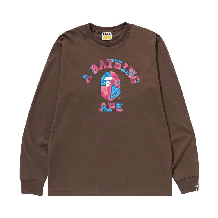 

Футболка BAPE Liquid Camo College Long-Sleeve Tee, Brown