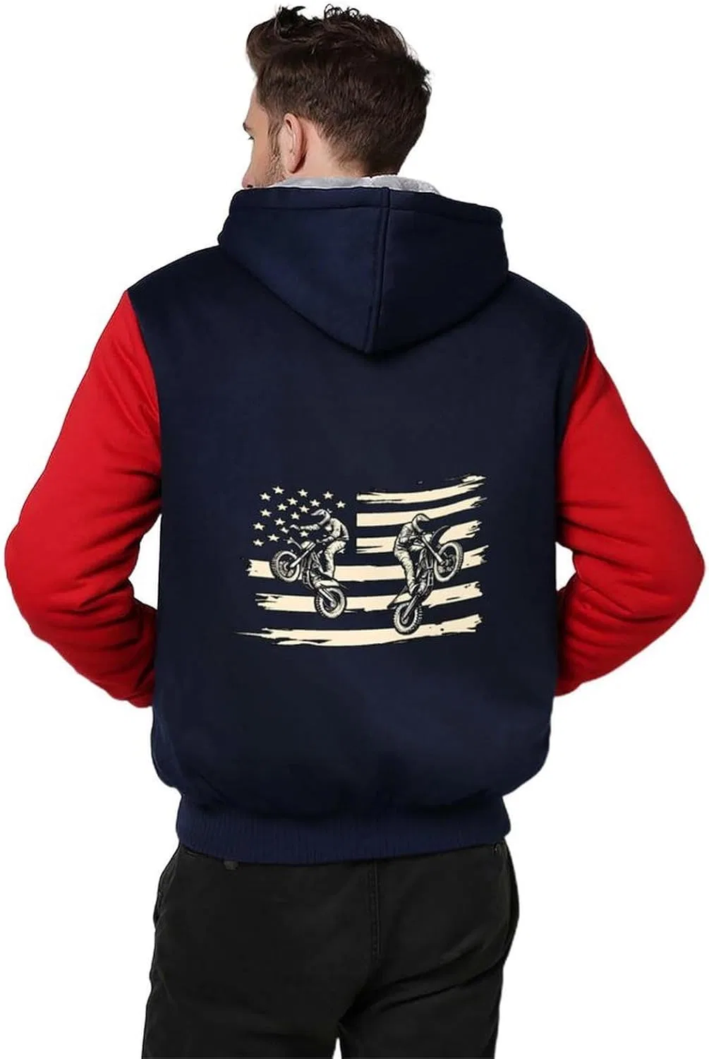 Толстовка на молнии флисовая Vintage U.S.A Flag, Red-style — фото 2