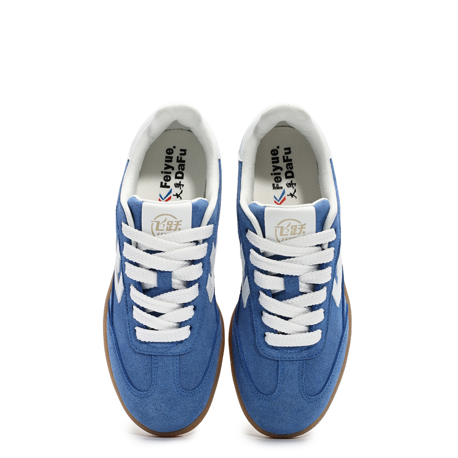 Feiyue Немецкие армейские кеды Unisex низкие верх зеленый/белый/имбирно-желтый - королевский синий, цвет Royal Blue — фото 4