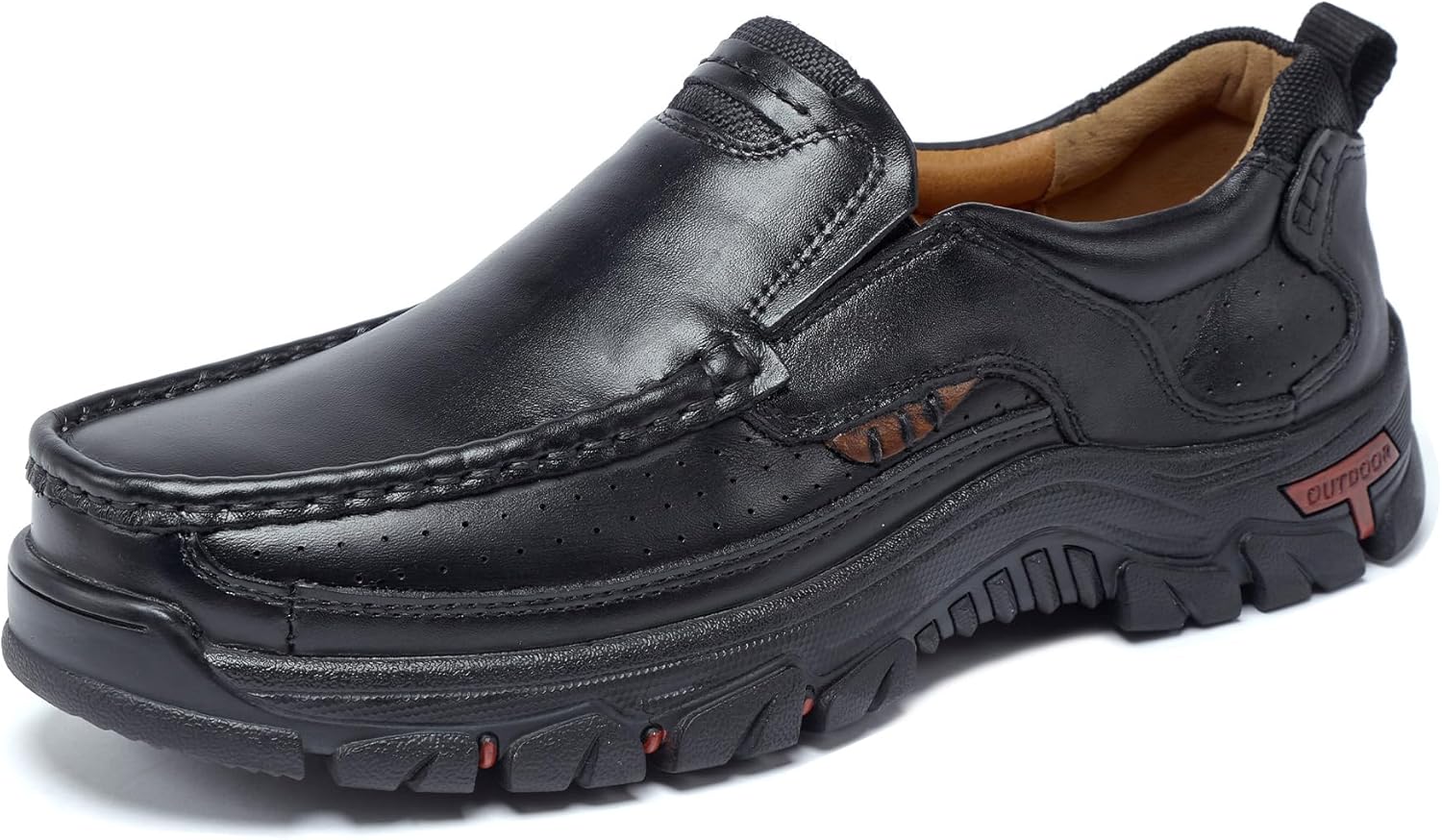 

Мужские повседневные спортивные прогулочные туфли Удобные мягкие мокасины Дышащие Нескользящие кэжуал туфли Мужские ретро кожаные туфли Duagl, черный