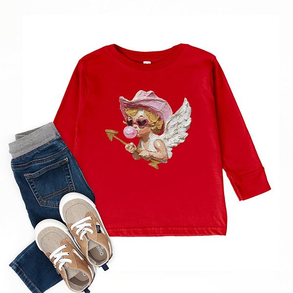 Футболка с длинным рукавом для малышей с принтом Cupid heart eyes paint The Juniper Shop, Black — фото 2