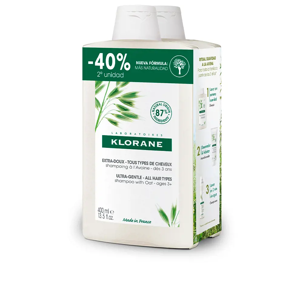 

Шампунь A La Leche De Avena Champú Extrasuave Duo Klorane, 2 x 400 мл