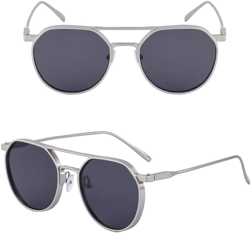 

Мужские круглые солнцезащитные очки MUTYNE в ретро-стиле с металлической оправой и защитой от УФ-излучения UV400, с двойной перемычкой, коричнево-синего цвета, Silver With Black