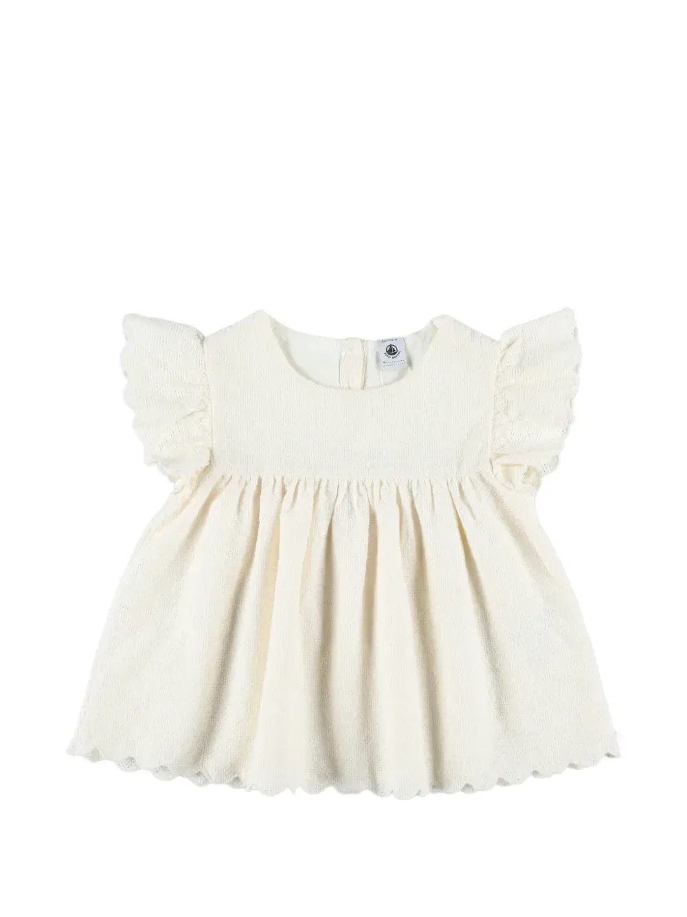 Рубашка с вышивкой и оборками Petit Bateau, бежевый