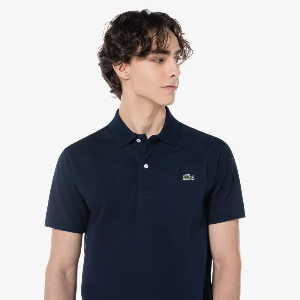 Мужское поло Lacoste классического кроя, тёмно-синее — фото 3