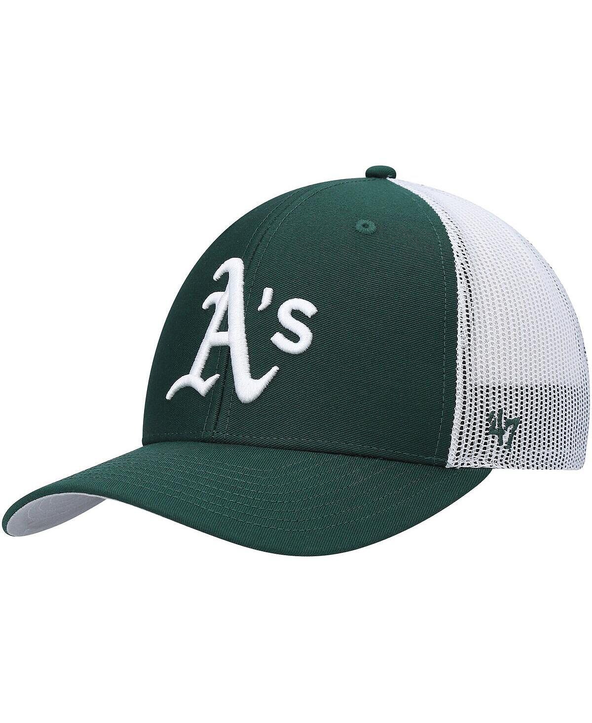 

Мужская зелено-белая кепка с логотипом Oakland Athletics Primary Logo Trucker Snapback '47 Brand