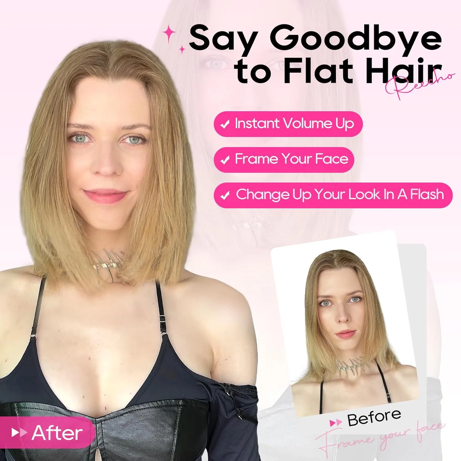 Накладные пряди для объема «Clip-In Hairpiece» от REECHO Reecho, Light Brown — фото 4