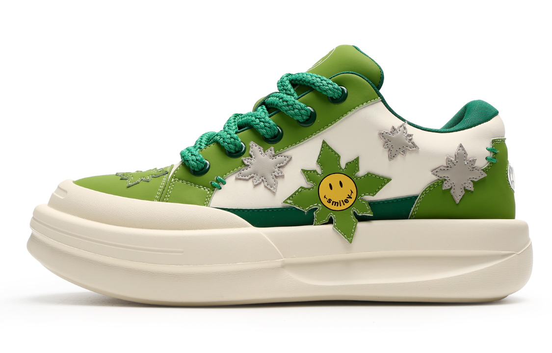 

Кроссовки Slip-Resistant Low-Top Skateboard Shoes Men's SMILEY, белый/зеленый