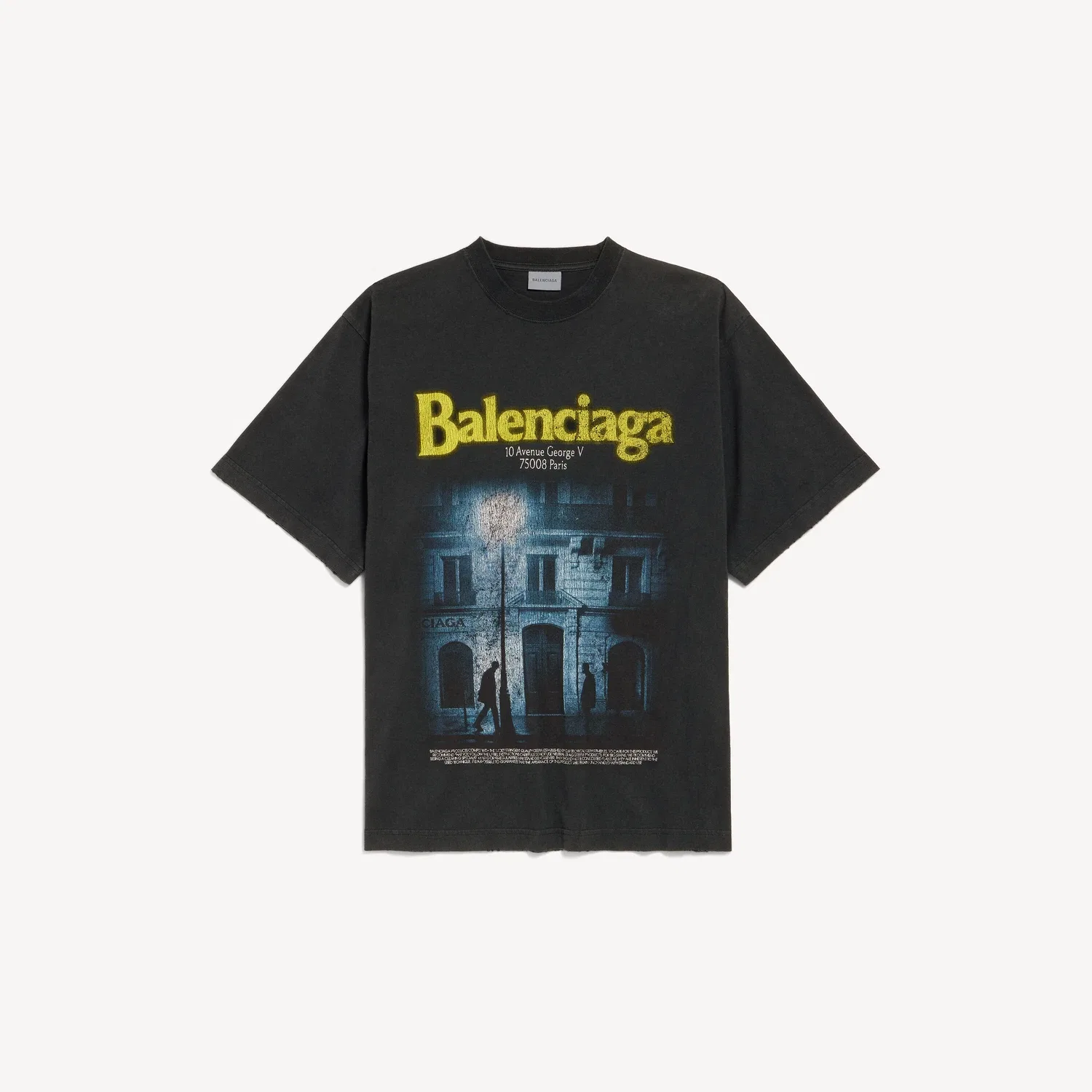 Мужская футболка The Address приталенного силуэта в цвете Washed Black BALENCIAGA, черный