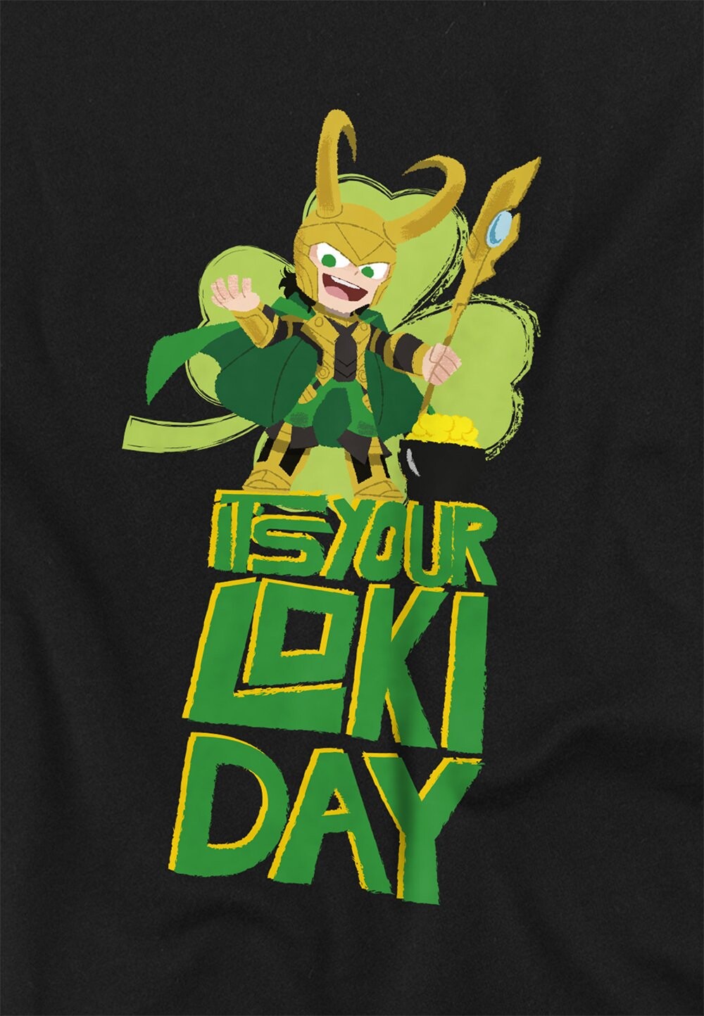 

Футболка с принтом LOKI ST PATRICK'S DAY LOKI DAY Disney, черный