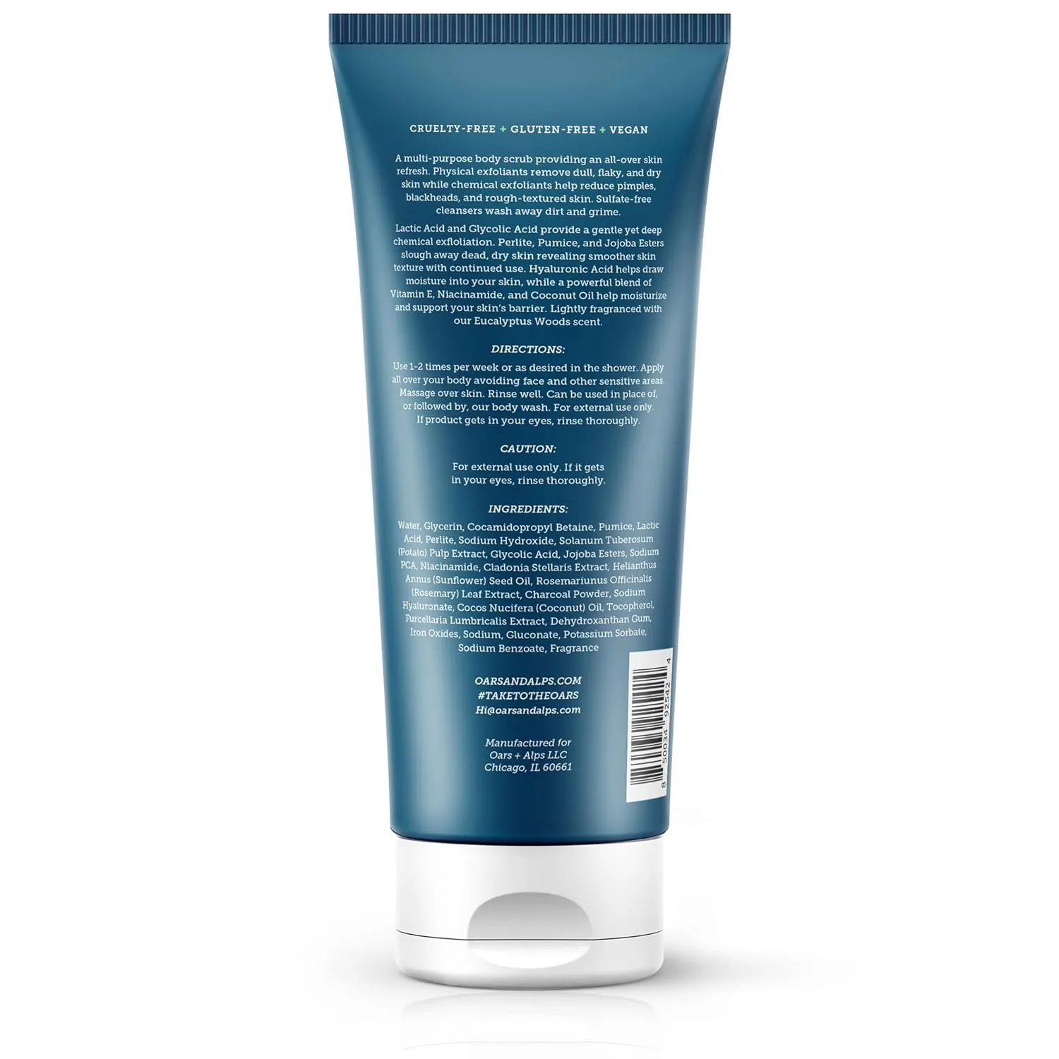 Oars + Alps Superfoliant скраб для тела с гликолевой кислотой, ниацинамидом и пемзой, кокосовое масло, эвкалипт, 227 г 237 мл (1 шт.) — фото 2