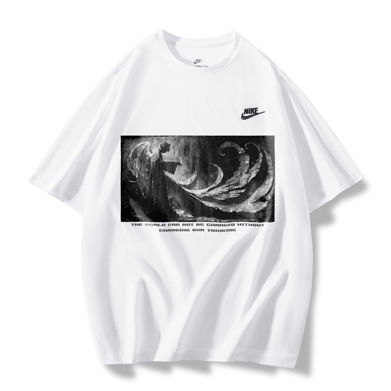 

Футболка унисекс белая с коротким рукавом со сложенными крыльями Nike, цвет White Nike Short Sleeve Folded Wings
