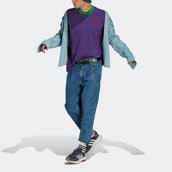Футболка Men's adidas originals Trefoil Tee Solid Color Logo Printing Round Neck Pullover Short Sleeve Purple T-Shirt, фиолетовый — фото 2