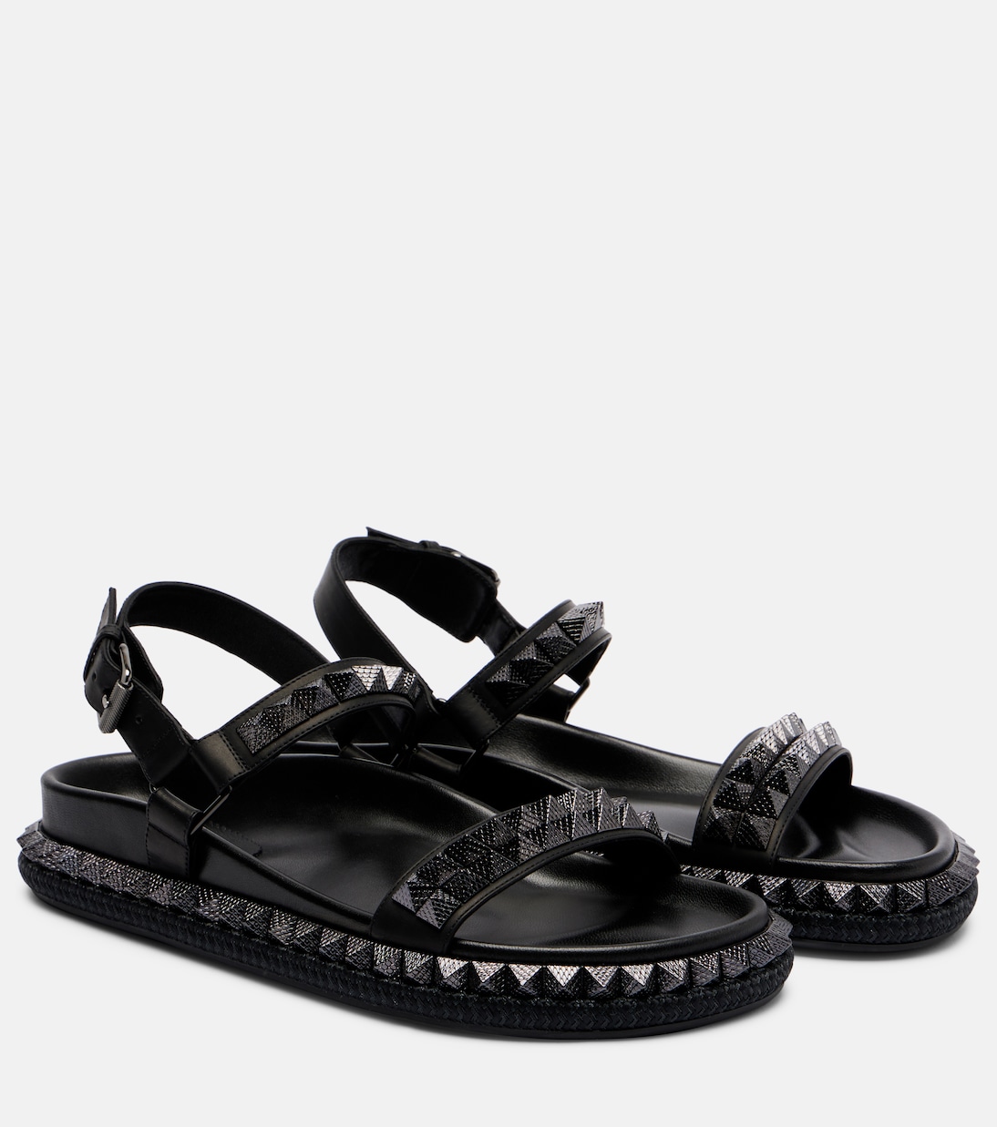 "Pyrabizz" кожаные сандалии с шипами Christian Louboutin, Black/Lin Black