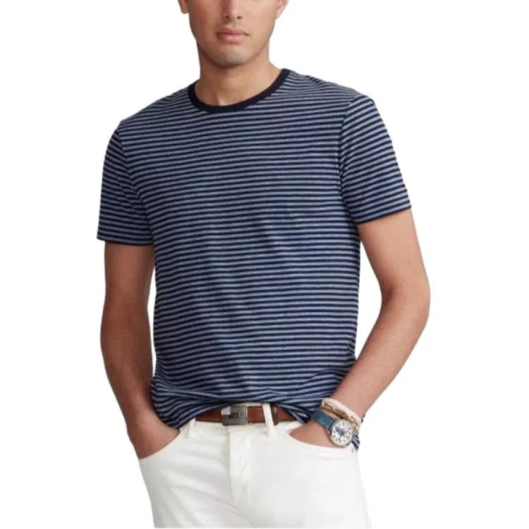 Футболка Custom Slim Fit Polo Ralph Lauren синяя — фото 3
