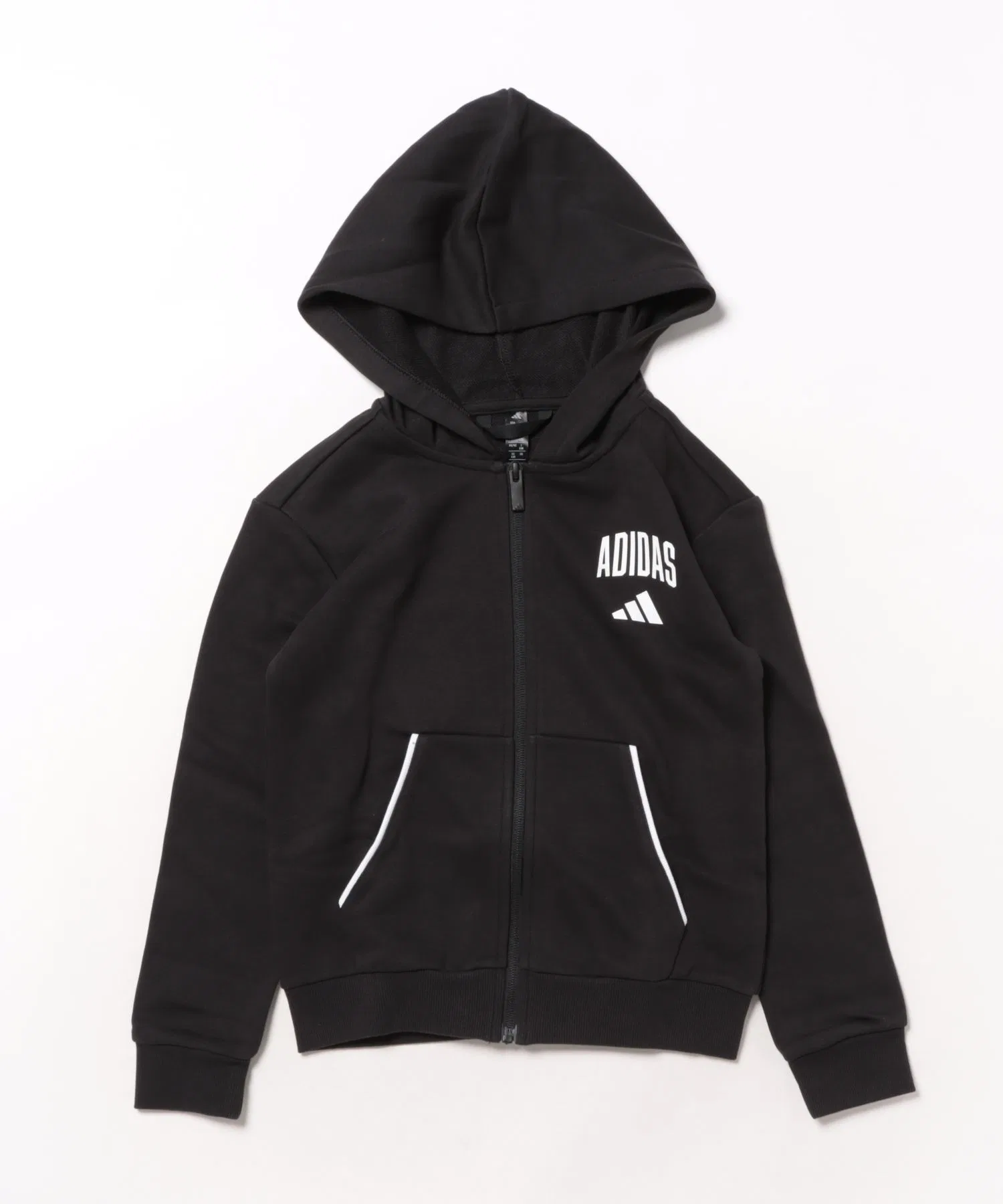 Толстовка adidas K ESS CLGT на молнии, модель JM1534, черно-белая.