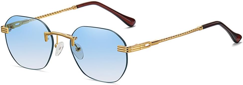 

Солнцезащитные очки UV400 с защитой от ультрафиолета - металлические круглые без оправы, градиентные овальные, для женщин и мужчин, для бега и занятий спортом на открытом воздухе UYPTK, Blue Gradient