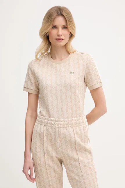 Футболка Lacoste бежевая Slim Fit