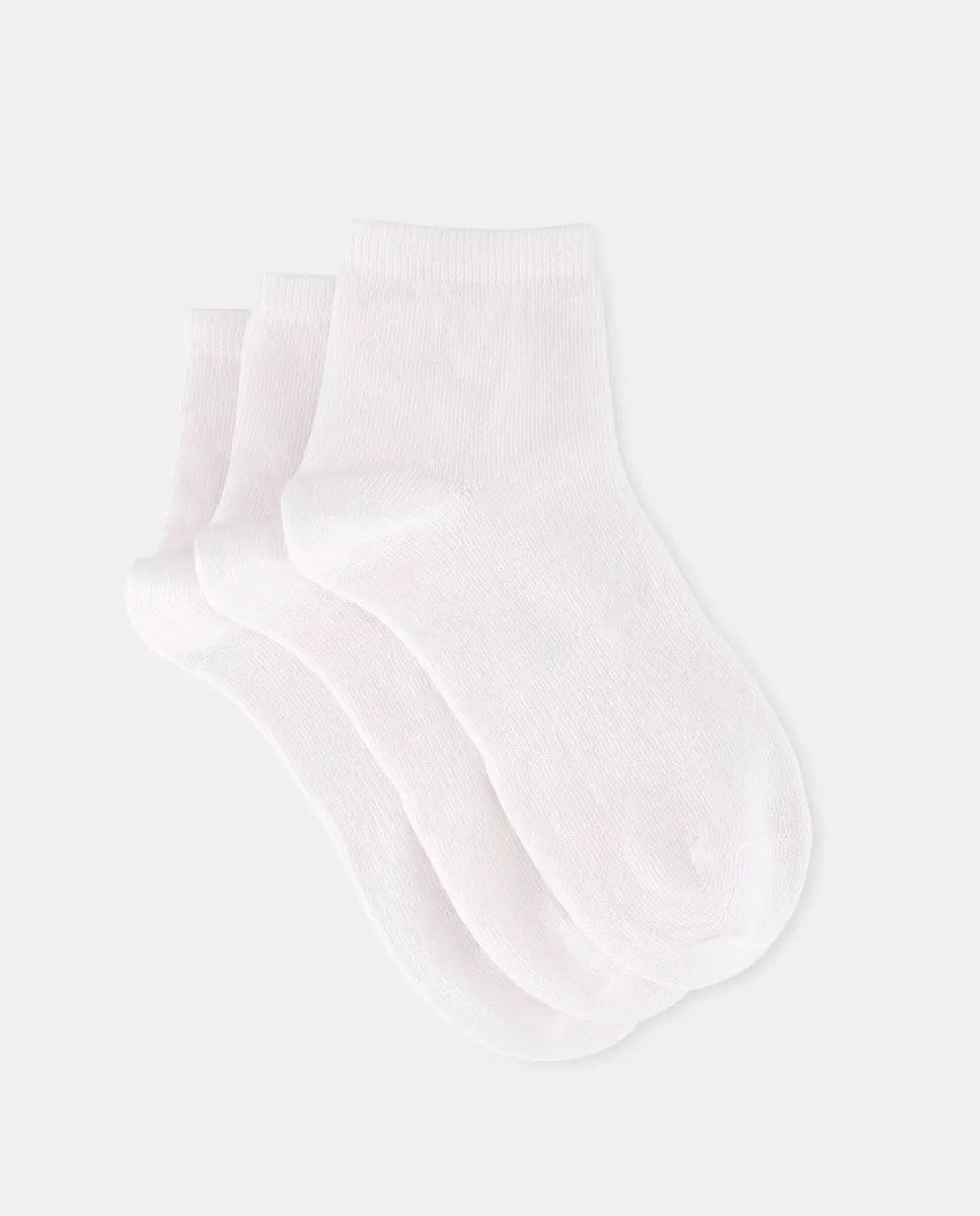 Упаковка из 3 коротких однотонных спортивных носков для мальчиков Cotton Juice, белый — фото 2