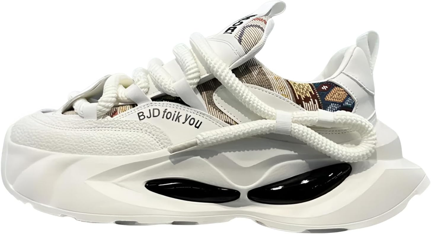 

Модные массивные кроссовки на платформе, белые с синим узором, повседневный спортивный стиль Generic