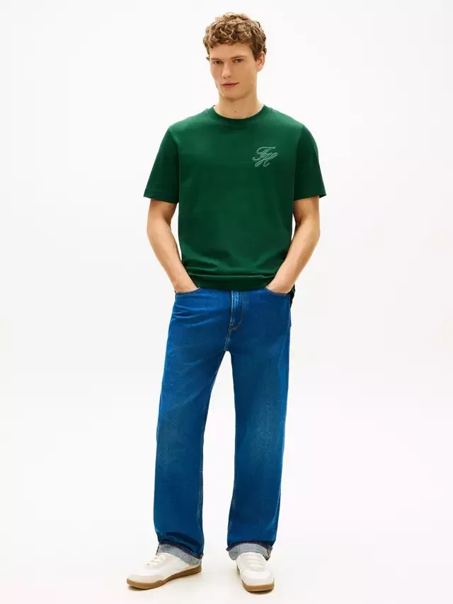 Футболка с вышитым логотипом в тон ткани Tommy Hilfiger, Dark Green — фото 2