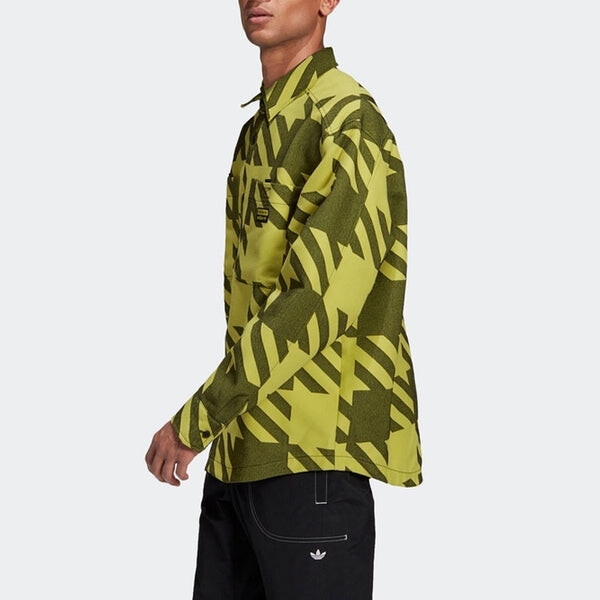 Рубашка originals fashion shirt contrasting colors collar sports long sleeves green Adidas, зеленый — фото 3