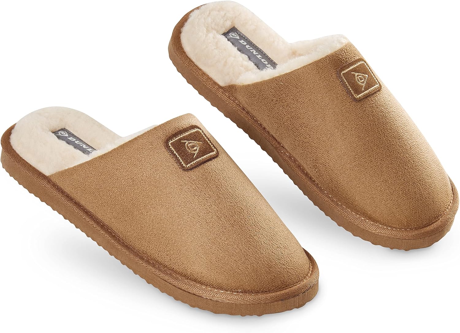 

Мужские тапочки Dunlop с открытой пяткой, удобные мужские тапочки с эффектом памяти и резиновой подошвой, для дома и улицы, противоскользящие, комфортные, плюшевые, подарок для мужчин, Tan