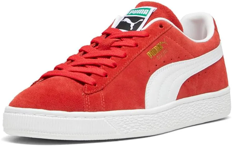 Мужские замшевые классические кроссовки PUMA с шнуровкой - красные, красный — фото 2