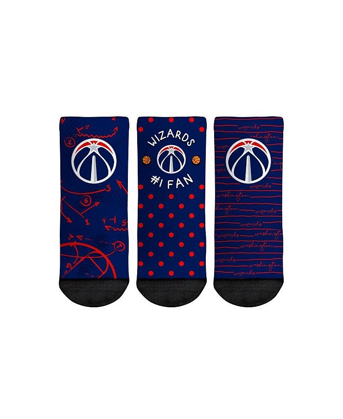 

Носки Rock Em для новорожденных, комплект из 3 носков для болельщиков Washington Wizards #1 Rock 'Em, синий