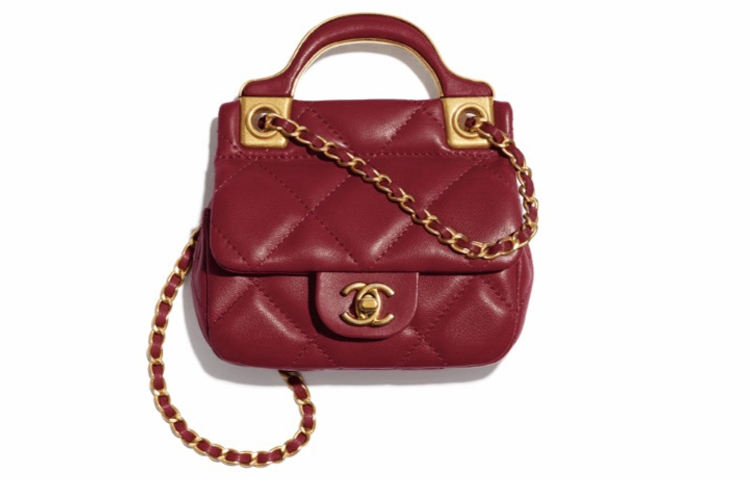

CHANEL Стильная сумка через плечо из телячьей кожи с застежкой-вешалкой для женщин Бордо