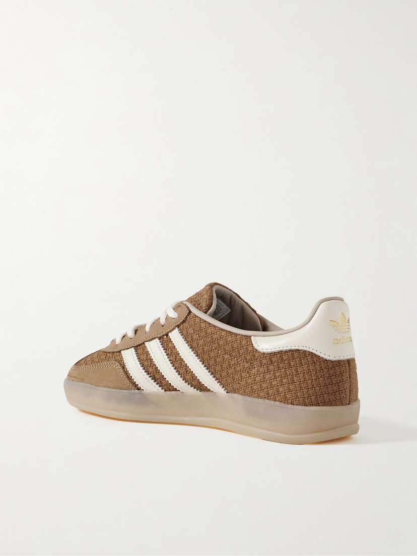 Кроссовки Gazelle для дома из нубука и жаккарда с кожаной отделкой Adidas Originals, коричневый — фото 3