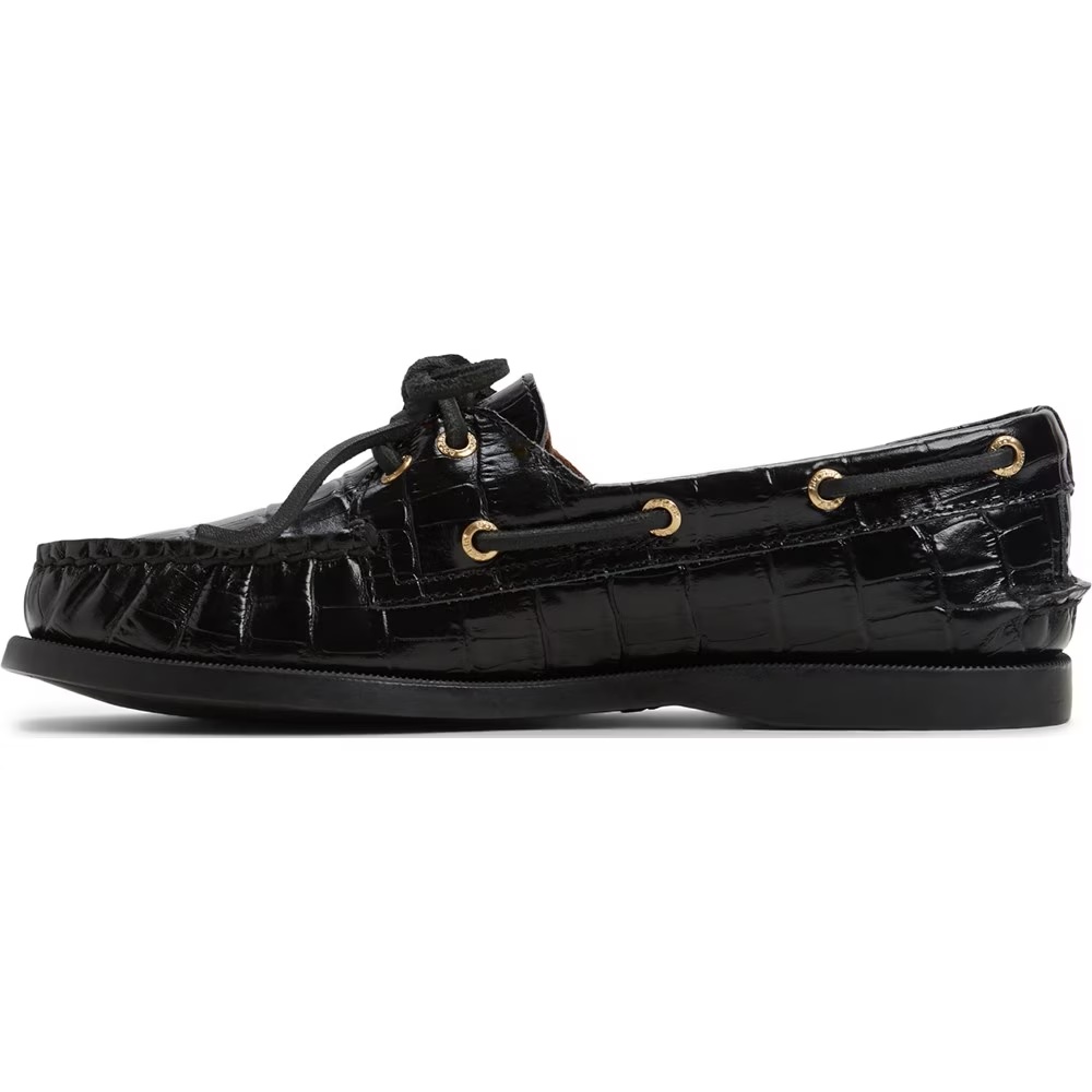 Подлинные оригинальные кожаные туфли-лодочки с двумя люверсами Sperry, черный — фото 3