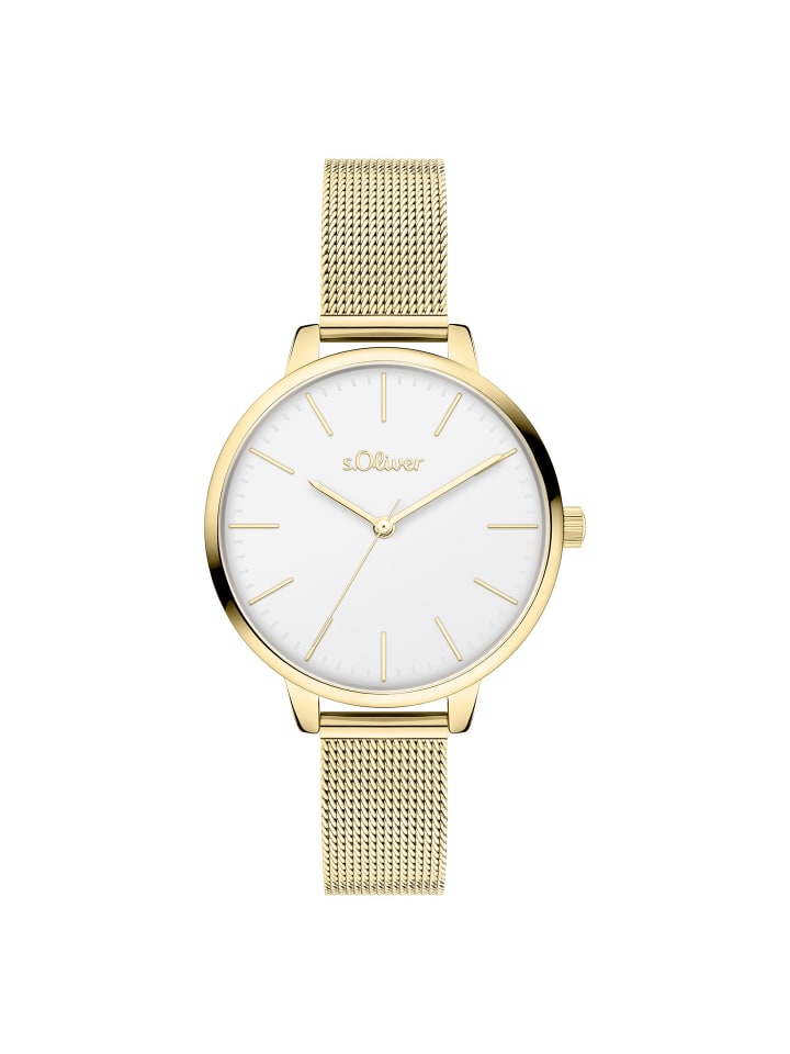 

s.Oliver Вневременные наручные часы с сетчатым ремешком золотого цвета