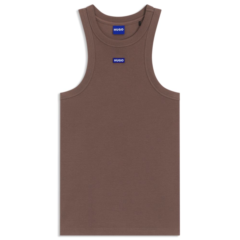 

Облегающий топ из стрейч-хлопка с синим логотипом HUGO