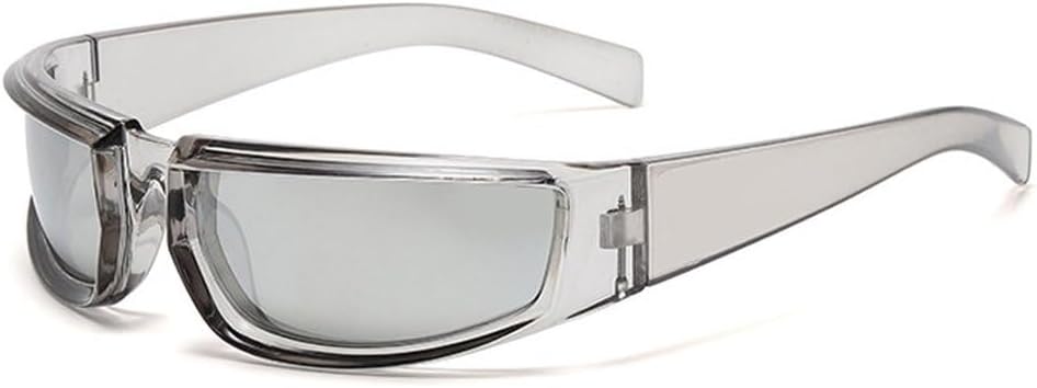 

Ретро-панк женские солнцезащитные очки, модные разноцветные зеркальные очки с защитой от УФ-излучения UV400, мужские очки для активного отдыха и вождения SKFGNX, Grey Silver Mirror