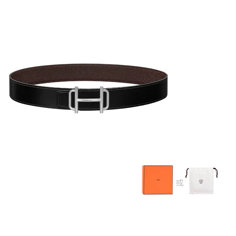 

HERMES Кожаный ремень мужской двусторонний, Black/Chocolate