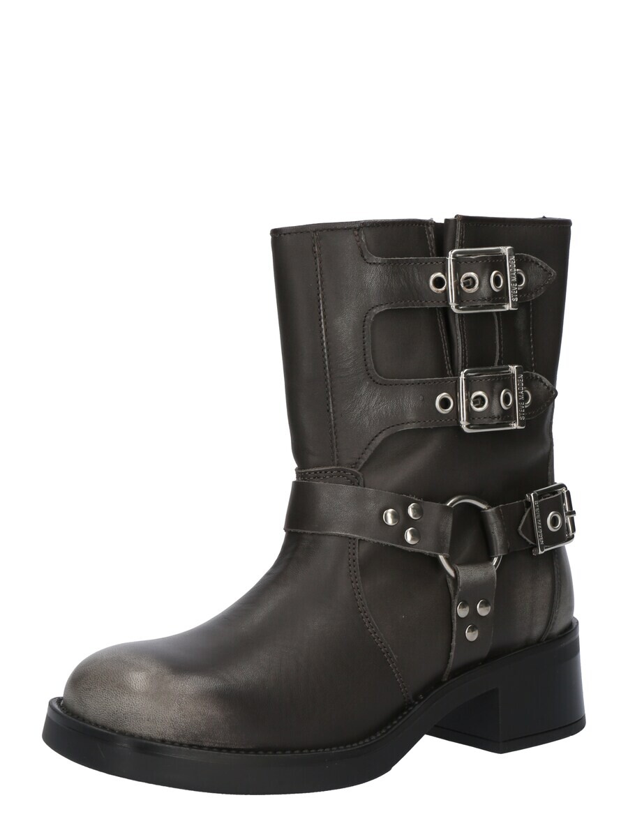Ботинки женские Steve Madden Boots Becase кожаные с пряжками, графитовый