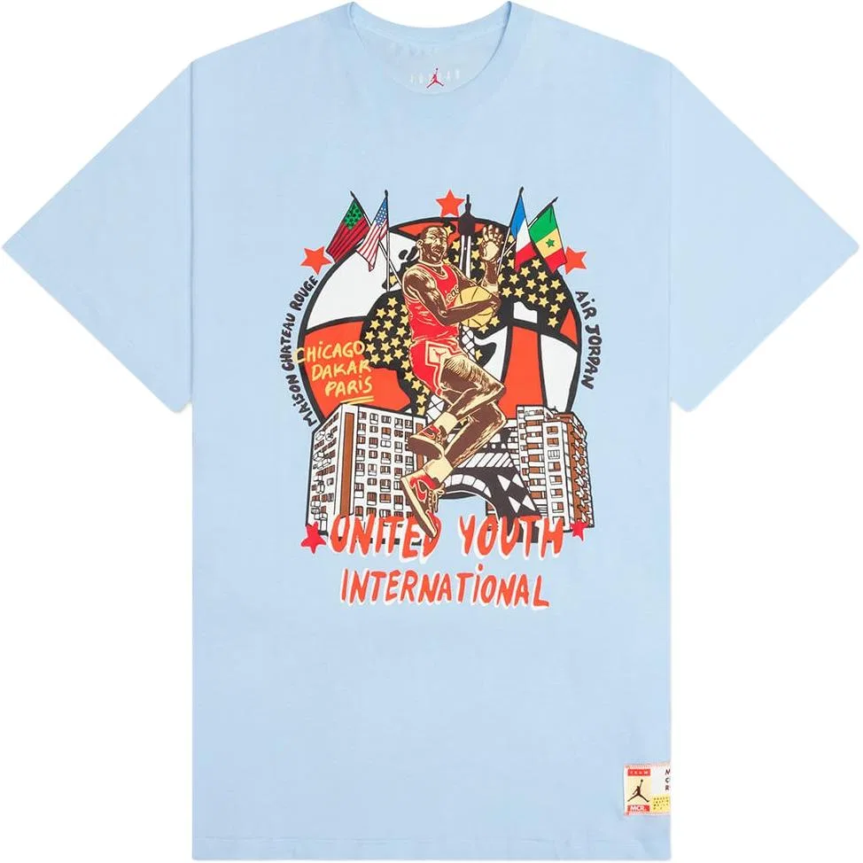 Футболка мужская Jordan x Maison Château Rouge сине-оранжевая