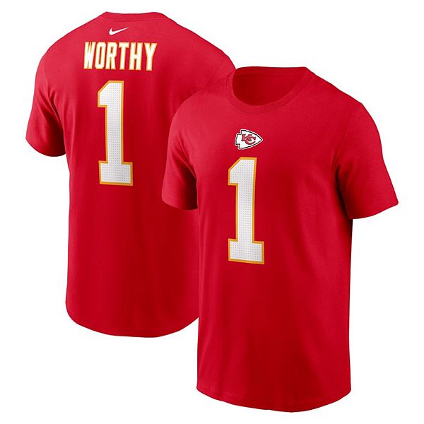 

Мужская футболка xavier worthy red kansas city chiefs с именем и номером Nike