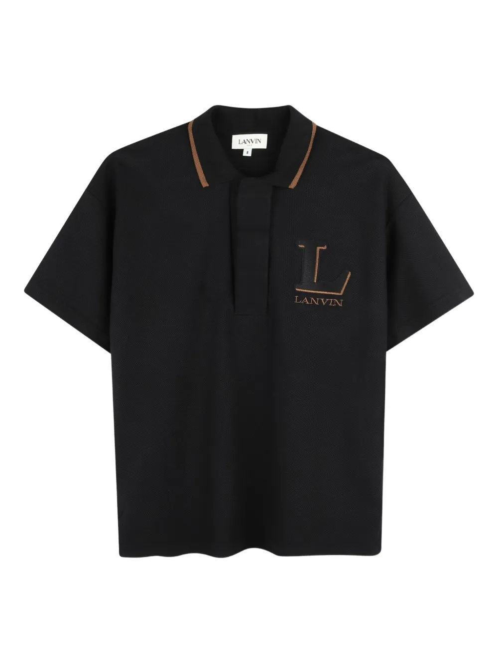 

Рубашка поло с вышитым логотипом Lanvin Enfant, черный