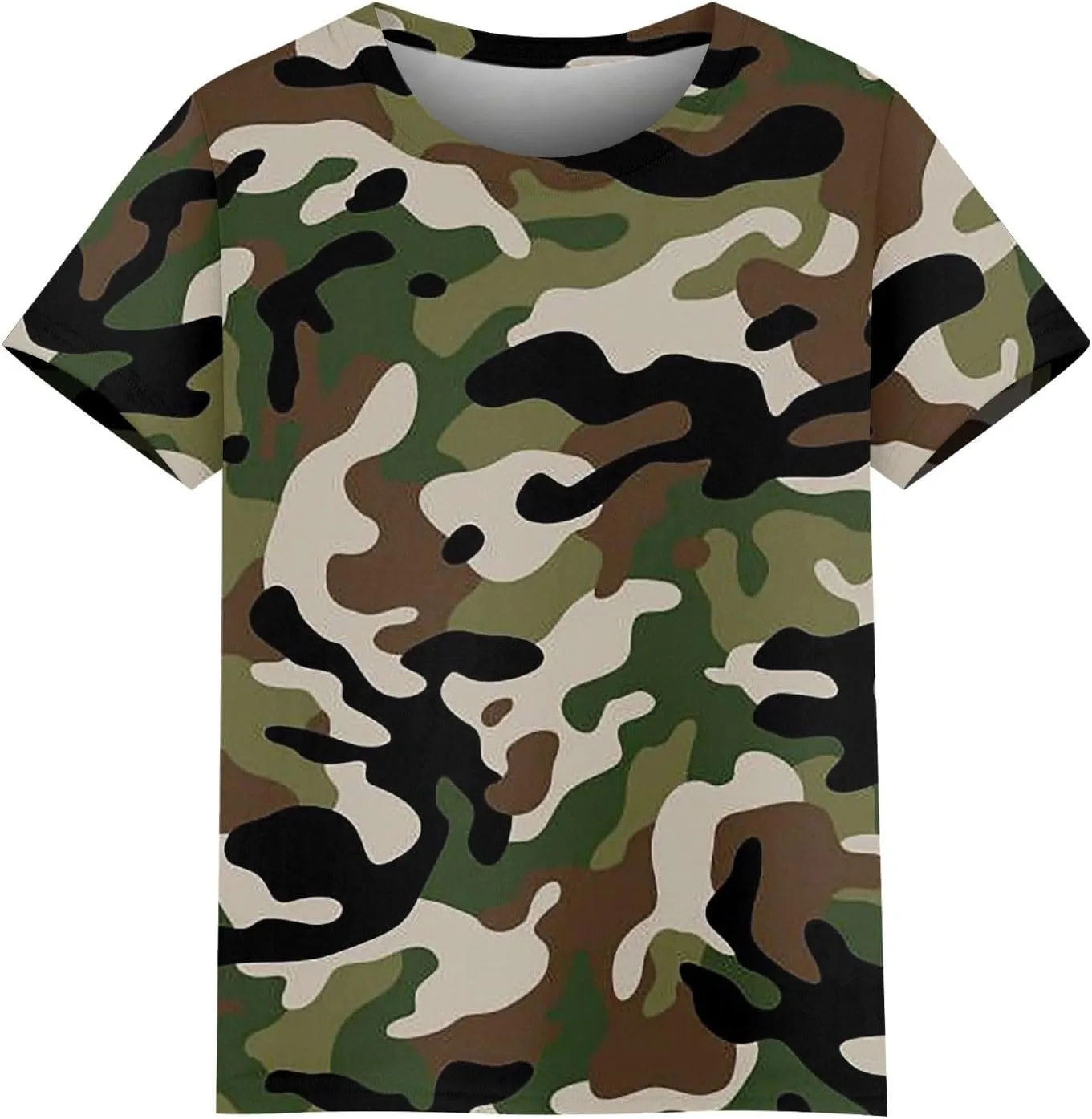 Женская летняя футболка с коротким рукавом и круглым вырезом, Camouflage, S-5XL — фото 4