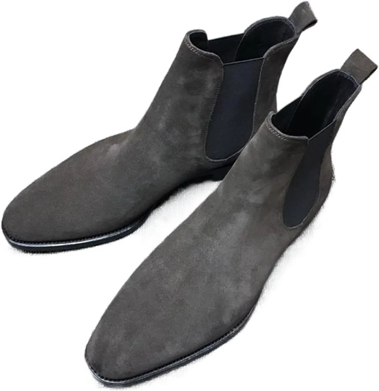 

Мужские челси-бутсы из замши с эффектом увеличения роста, деловые и повседневные кожаные ботинки чукка, ботинки на голенище с легким надеванием Generic, серый