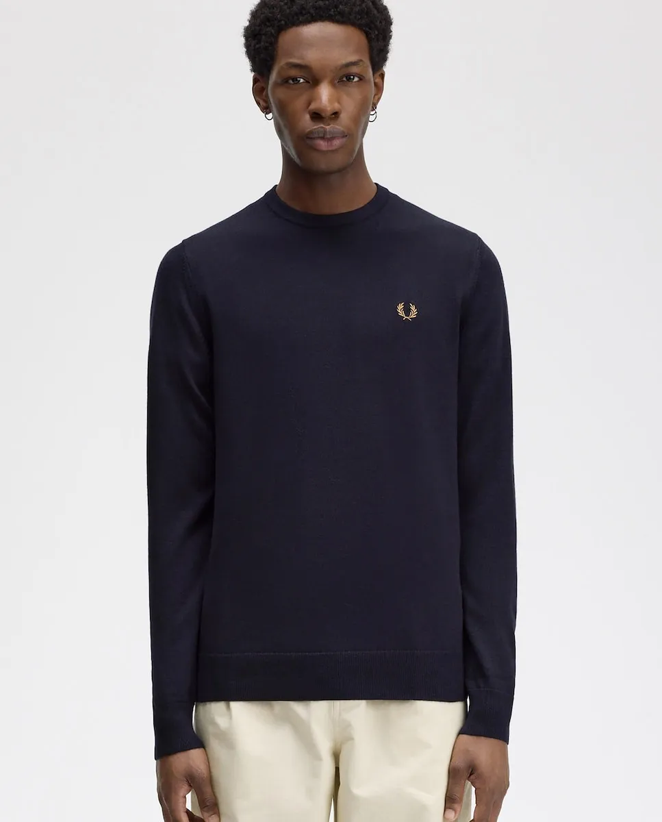 

Мужской свитер с длинным рукавом и круглым вырезом Fred Perry, темно-синий