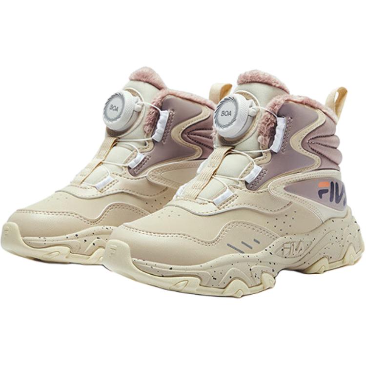 FILA KIDS Нескользящие и износостойкие теплые высокие детские уличные кроссовки розового и коричневого цвета для детей 3–7 лет — фото 3