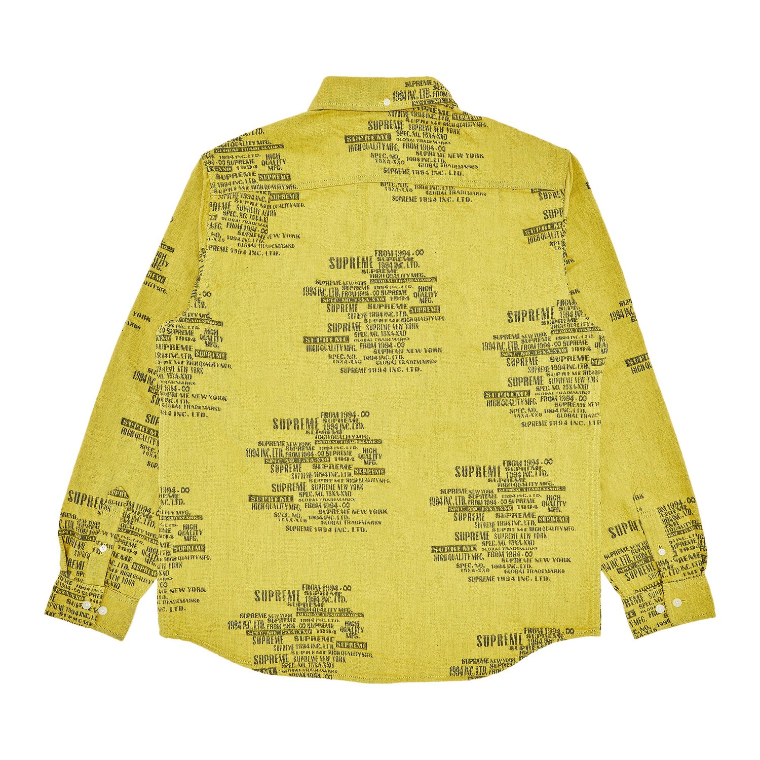 Жаккардовая джинсовая рубашка Supreme торговой марки Washed Yellow — фото 2