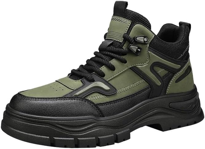 

Hhhchpm Мужские повседневные ботинки для мужчин, модные ботинки на молнии, походные ботинки, подходящие для всех сезонов, противоскользящие кроссовки, удобная спортивная обувь, зеленый