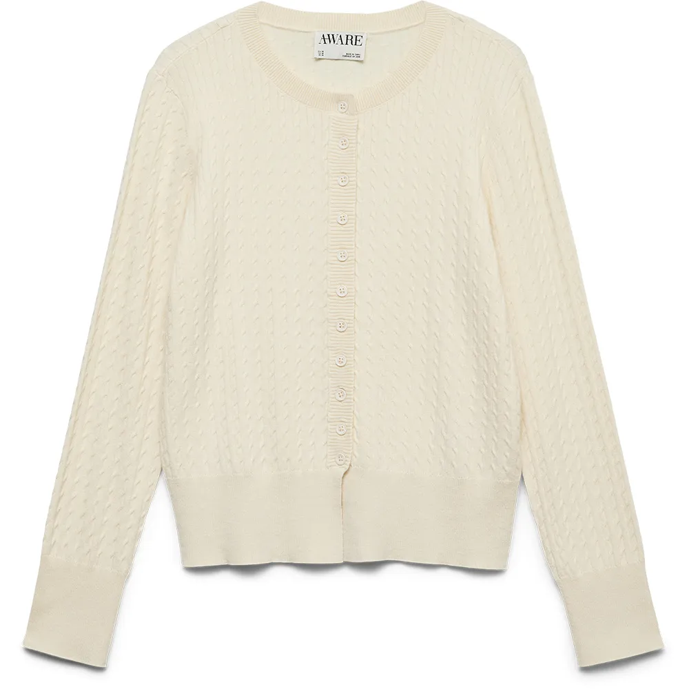 

Вязаный кардиган Vero Moda Awvina с круглым вырезом, бежевый