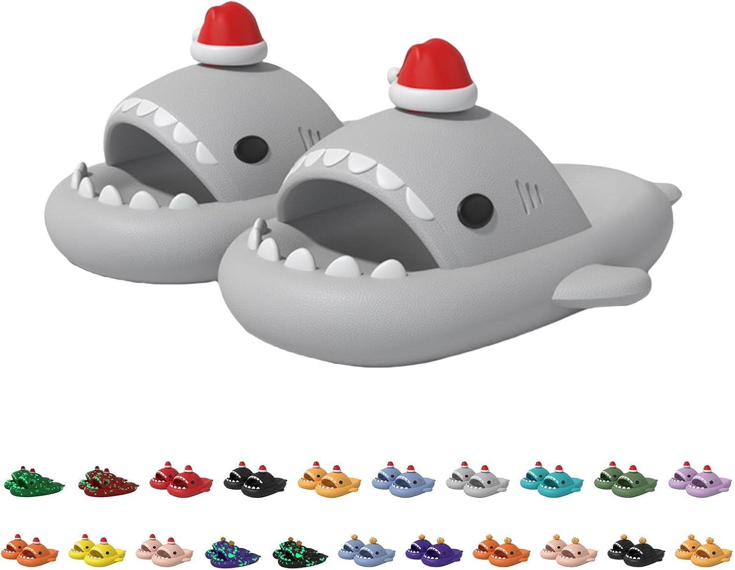 

Сланцы с акулой на Хэллоуин, рождественские сланцы с акулой, облачные сланцы с акулой 3D мультяшные тапочки для женщин и мужчин Generic, светло-серый